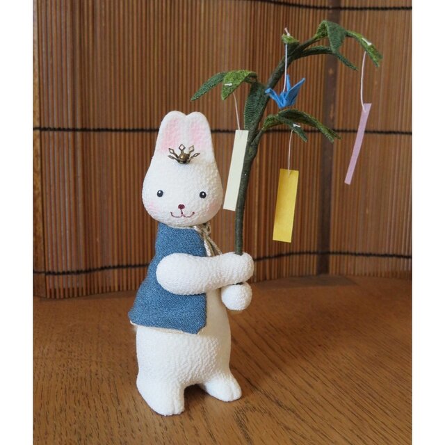 季節小物【七夕笹飾り 1竿】夏 天の川 ミニチュア ミニサイズ ちりめん