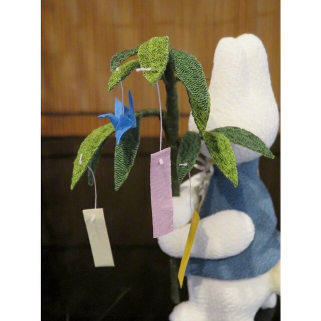 季節小物【七夕笹飾り 1竿】夏 天の川 ミニチュア ミニサイズ ちりめん
