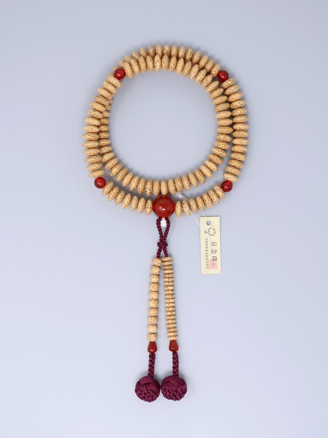 仏教美術　正絹房　赤瑪瑙　星月菩提珠　京念珠　数珠　共箱　N　9448 数珠・念珠 『送料無料！ 八宗用 星月菩提樹 瑪瑙入り (女性向き)正式
