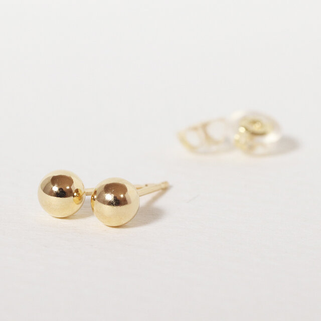 K18 4㎜ 丸玉ピアス スタッド 18金 イエロー ホワイト ピンク ゴールド 