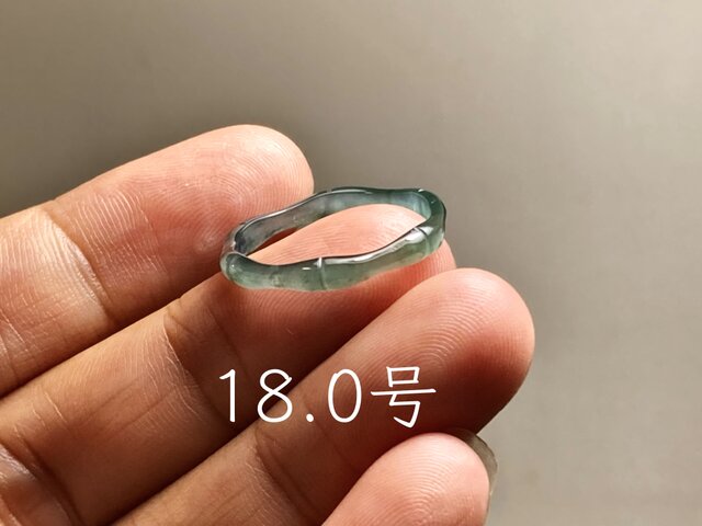 L18-05 氷種 墨緑 18.0号 黒翡翠 竹節 リング グアテマラ産 A貨 本翡翠 