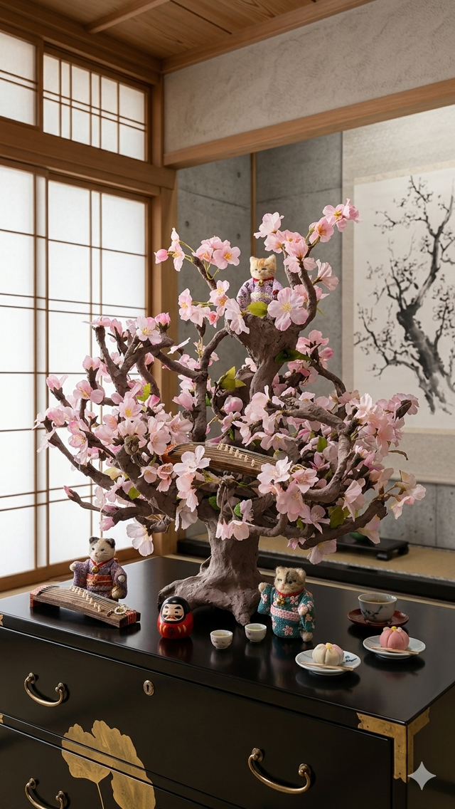 一点物】和モダンの桜の木オブジェ －松山庭園美術館展示作品