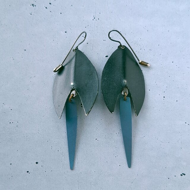 paper art african pattern faux pearl dangle ヴィンテージピアス