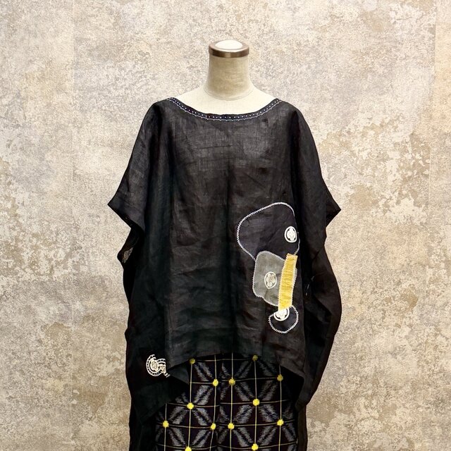 麻着物をリメイク ブラウス kato0015 / 古布 着物 着物リメイク kimono