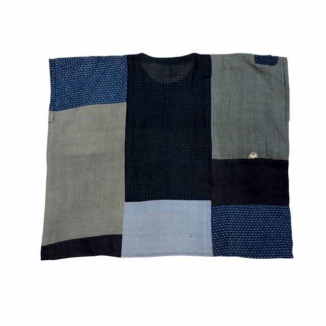麻着物 をリメイク パッチワークブラウス kato0017 / 古布 着物 着物