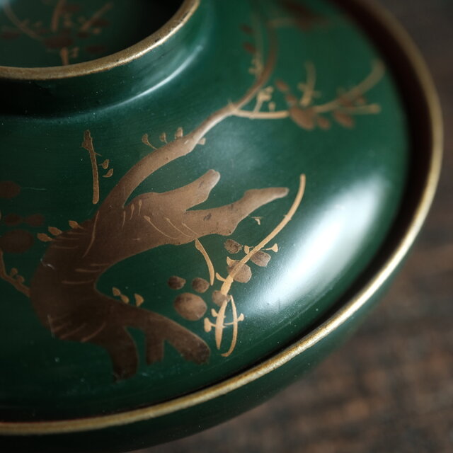 時代物 富士絵 総漆 蒔絵 菓子器 蓋物 大ぶり 漆器 古美術 骨董品
