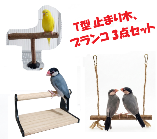 止まり木、ブランコ3点セット、T型パーチ、T字パーチ、Tパーチ