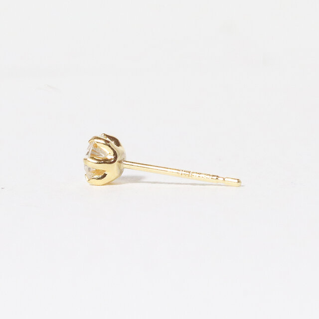 K18 一粒天然ダイヤモンドスタッドピアス 0.20ct イエロー ホワイト