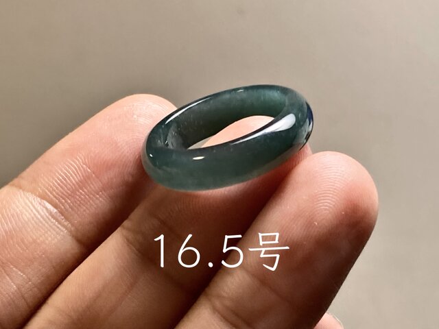 L18-13 氷糯種 紺色 16.5号 グアテマラ産 A貨 本翡翠 くりぬき リング