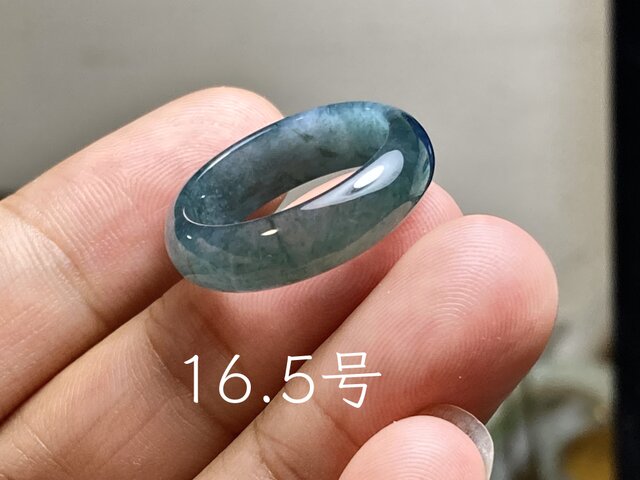 L18-20 氷糯種 紺色 16.5号 グアテマラ産 A貨 本翡翠 くりぬき リング