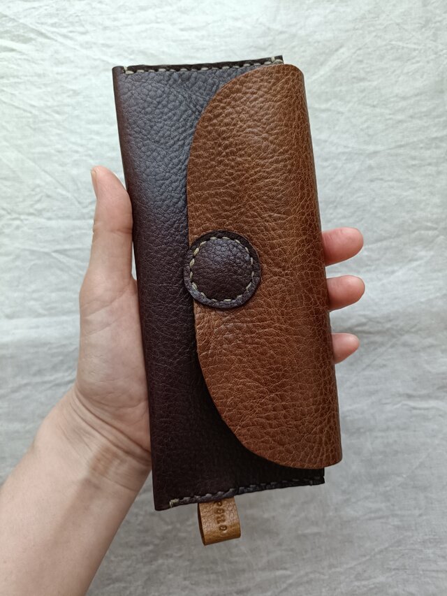 pen case マスタード✗ダークブラウン オイルシュリンクレザー | iichi