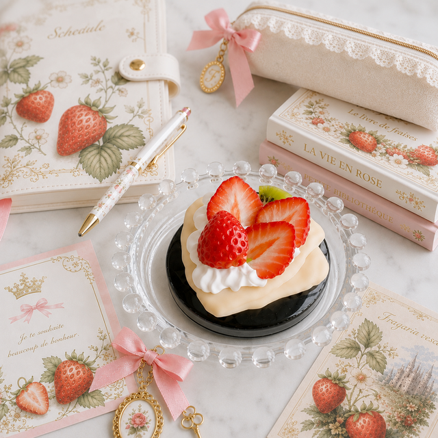 苺クレープの朱肉 strawberry スイーツデコ フェイクスイーツ | iichi
