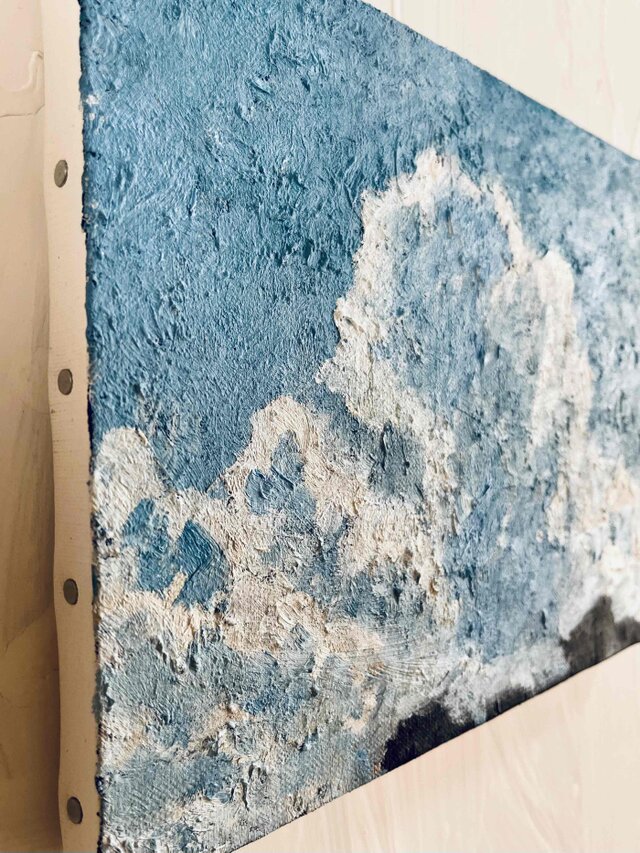 油彩画 原画「空と公園の木」アート 絵画 22×27㎝ F3 キャンバス N