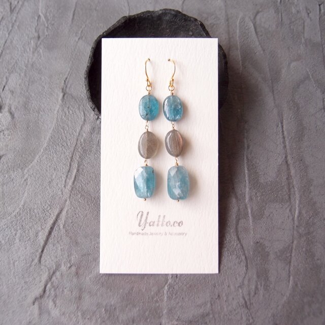 K14gf】Kyanite × Labradorite Earrings ／カイヤナイト