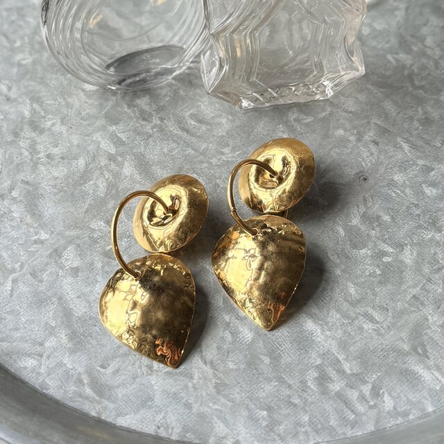 P790-ヴィンテージピアス U.S.A. 1980-90's Hammered Gold Textured