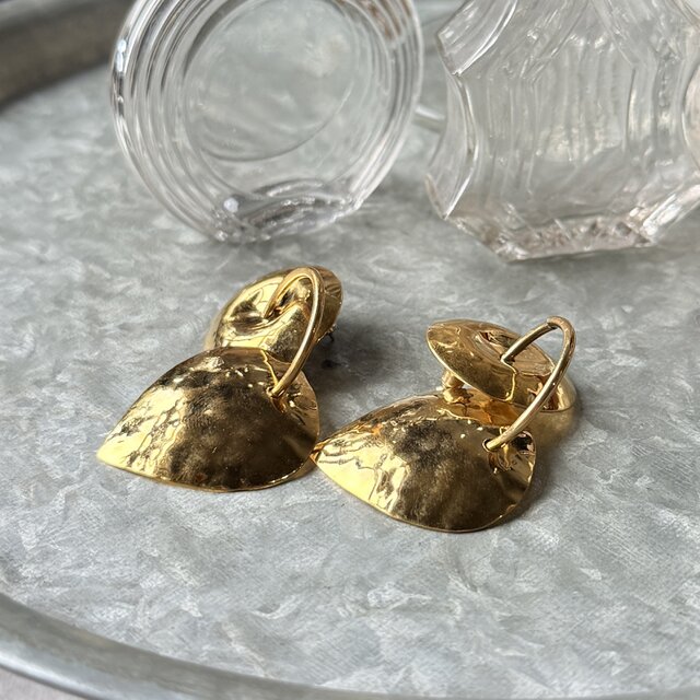 P790-ヴィンテージピアス U.S.A. 1980-90's Hammered Gold Textured