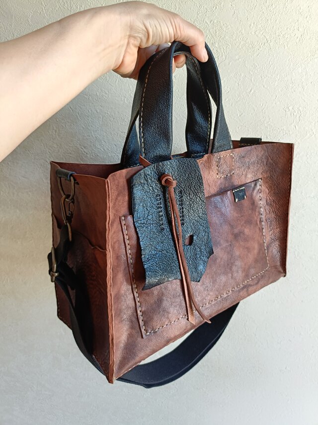 square tote shoulder ブラウン 馬ヌメ革 | iichi 日々の暮らしを