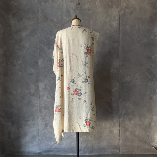 花紋様着物をリメイク ワンピース 鯉姫0003 / 古布 着物 着物リメイク