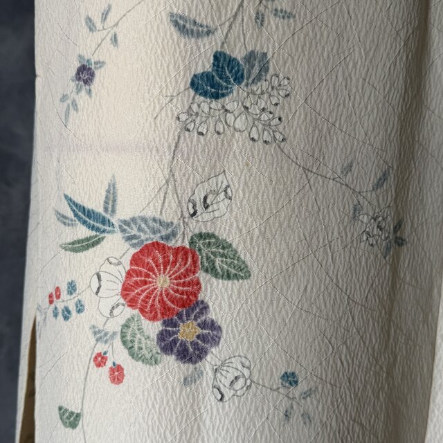 花紋様着物をリメイク ワンピース 鯉姫0003 / 古布 着物 着物リメイク