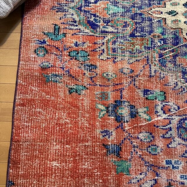 138×162夕焼けサンセットカラー メダリオン トルコヴィンテージラグ