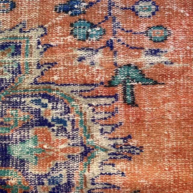 最終▶︎ヴィンテージトルコラグ手織り美品61x115cm程メダリオン美品 138×162夕焼けサンセットカラー メダリオン トルコヴィンテージラグ