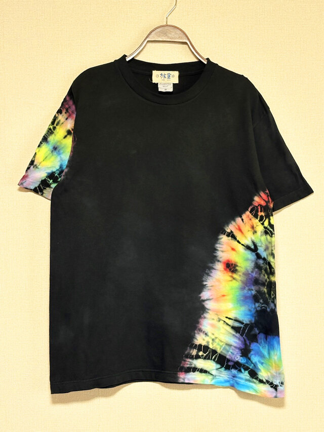 タイダイ Tシャツ Mサイズ ブラック×カラフル Hippies Dye HD26-12