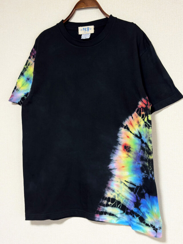 タイダイ Tシャツ Mサイズ ブラック×カラフル Hippies Dye HD26-12