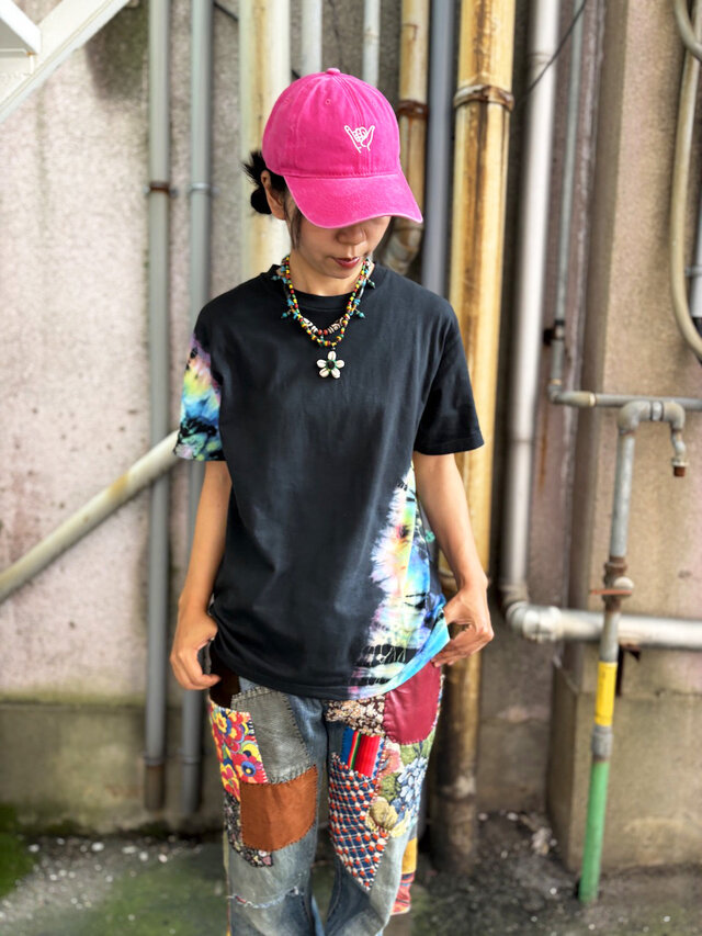 タイダイ Tシャツ Mサイズ ブラック×カラフル Hippies Dye HD26-12