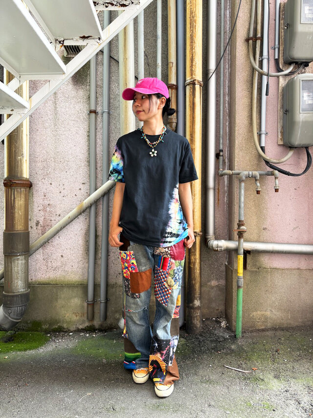 タイダイ Tシャツ Mサイズ ブラック×カラフル Hippies Dye HD26-12