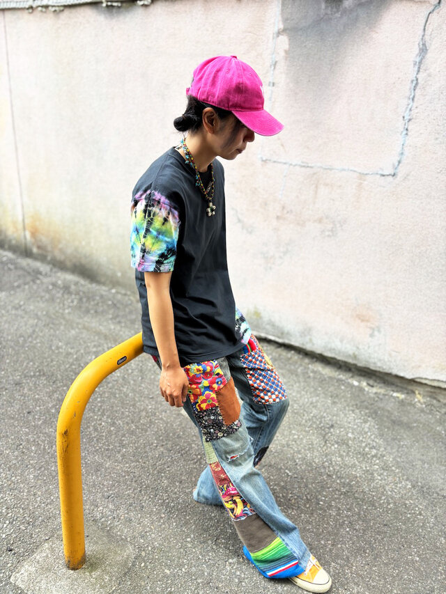 タイダイ Tシャツ Mサイズ ブラック×カラフル Hippies Dye HD26-12