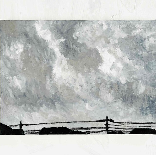 油彩画 原画「近所の風景」絵画 P6（27×41㎝）アート キャンバス