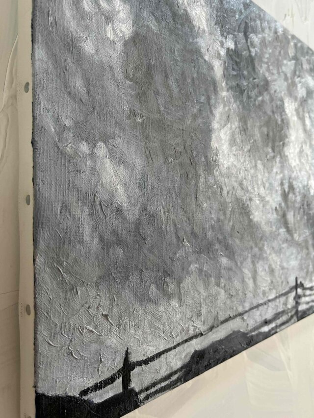 油彩画 原画「近所の風景」絵画 P6（27×41㎝）アート キャンバス