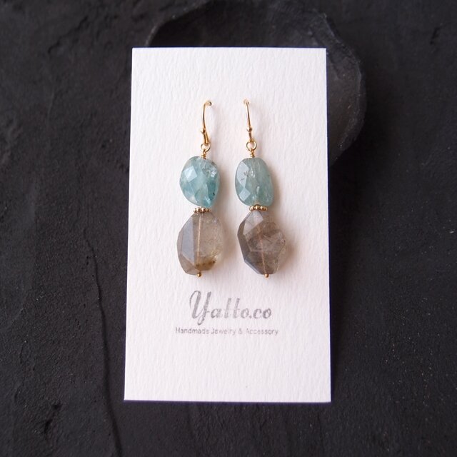 1603 カイヤナイト　ラブラドライトピアス Sky Blue Kyanite × Labradorite ／カイヤナイト×ラブラドライト