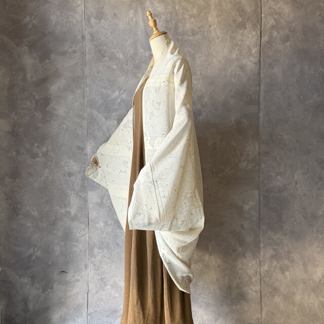 0002 着物リメイク 絽 モモンガ型 ジャケット/ kimono vintage cloth