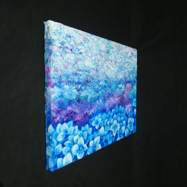 雨上がりの奇跡 〜光満ちる紫陽花畑〜 【油絵 原画 F4号】 アジサイ