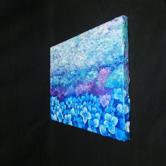 雨上がりの奇跡 〜光満ちる紫陽花畑〜 【油絵 原画 F4号】 アジサイ