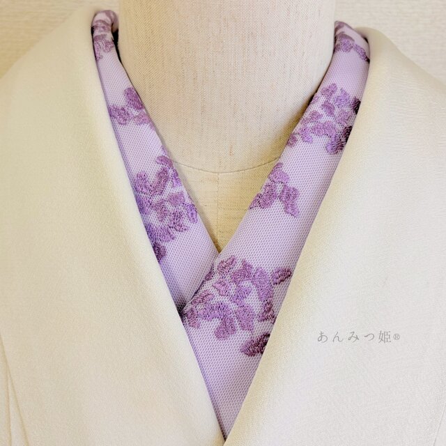 2ウェイの刺繍半衿 菖蒲色の刺繍 | iichi 日々の暮らしを心地よくする
