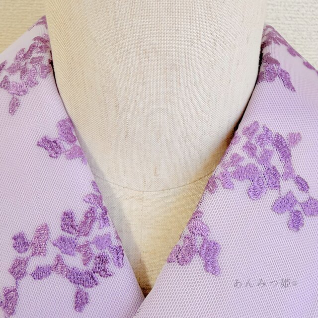 2ウェイの刺繍半衿 菖蒲色の刺繍 | iichi 日々の暮らしを心地よくする