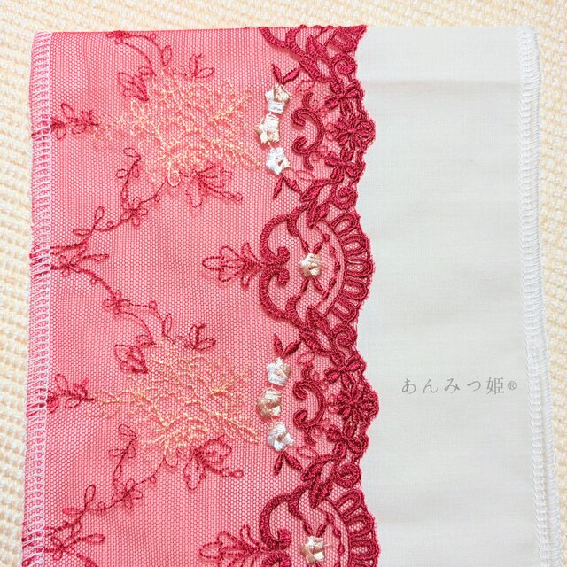 洗える刺繍半衿 真紅とゴールド | iichi 日々の暮らしを心地よくする