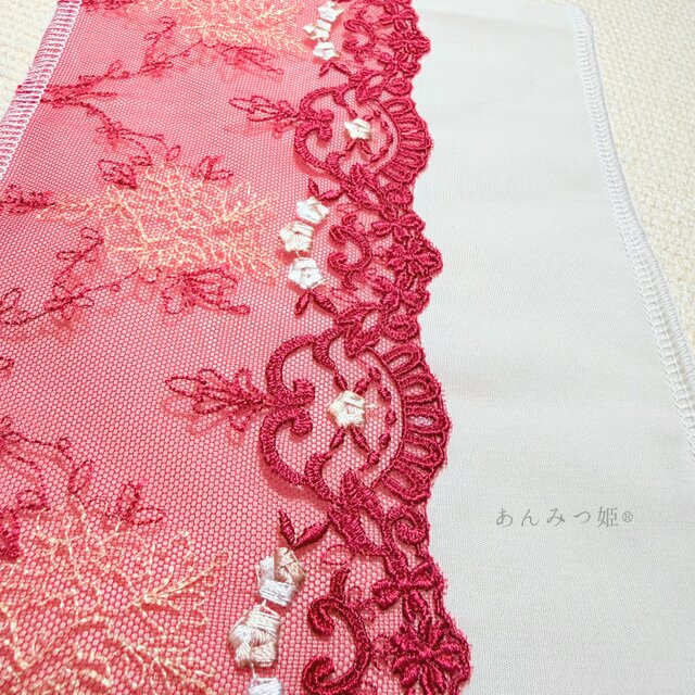 洗える刺繍半衿 真紅とゴールド | iichi 日々の暮らしを心地よくする