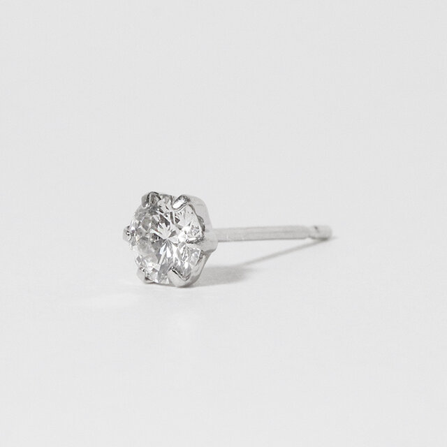 プラチナ 一粒天然ダイヤモンドスタッドピアス 0.40ct 6本爪 シンプル 