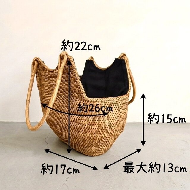 ネコミミが可愛い♪茶トラのモチーフかごバッグ☆バリ島 アタバッグ