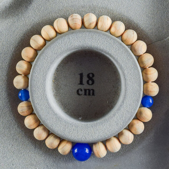 8mm 富士ひのき 桧 ブルーメノウ 仕立て ブレスレット 腕輪 京都手作り