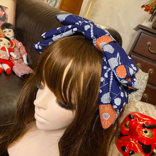 着物リメイク ハイカラおりぼん カチューシャ ヘアアクセサリー｜和洋