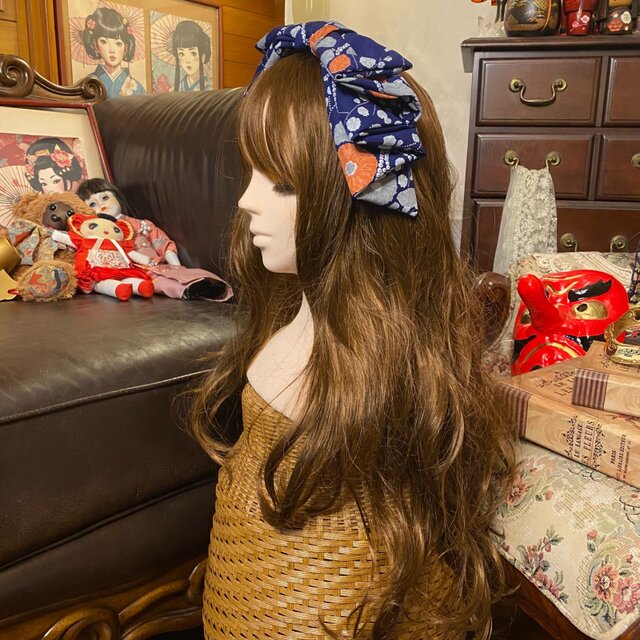 着物リメイク ハイカラおりぼん カチューシャ ヘアアクセサリー｜和洋