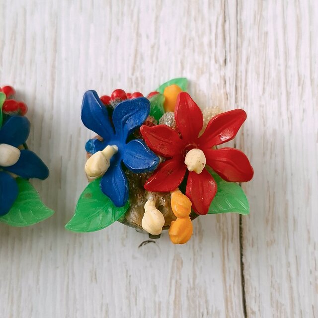 W.GERMANY》 celluloid tropical flower 西ドイツ ヴィンテージ