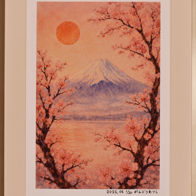 作者仕上げ『花めくころ』○がんどうあつしデジタル絵画AI使用A4額付縦