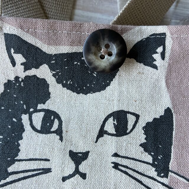 猫好きさんのかごバッグ* * 手書き猫*ダスティーピンク*モダン*かご
