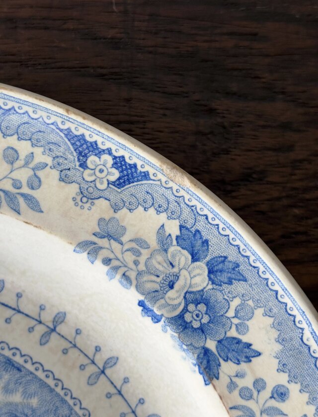 GIEN ジアン 青 グリザイユ 平皿 20.7cm フランス アンティーク
