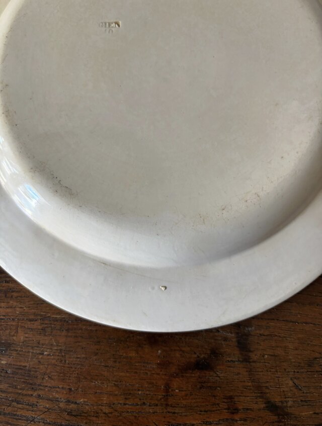 GIEN ジアン 青 グリザイユ 平皿 20.7cm フランス アンティーク